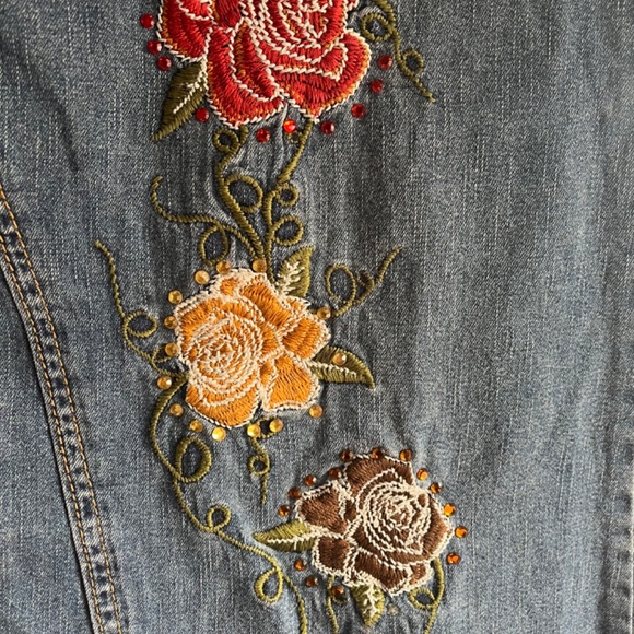 EMBROIDERED BEADED LONG DENIM FLOWING SKIRT - Picture 4 of 16